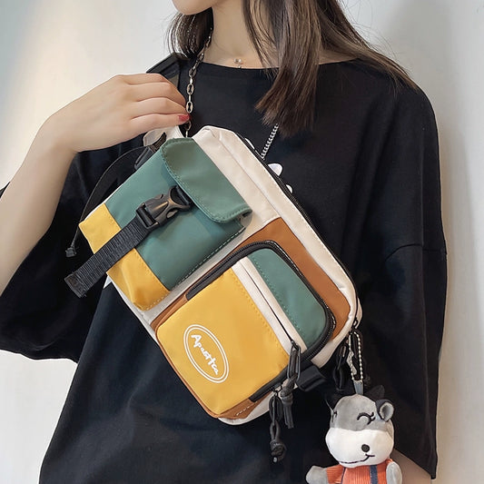 Women's Bag 2024 New Arrival Fashion Crossbody Bag Contrast Color Chest Bag Easiest for Match Ins Sports Waist Bag Men's Casual Shoulder Bag