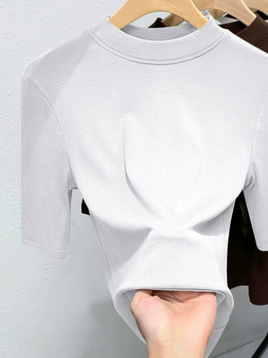 White Modal Short-Sleeved T-Shirt Women's 2024 Spring/Summer New Half Sleeve round Neck Half Sleeve Bottoming Women's Tops Fashion