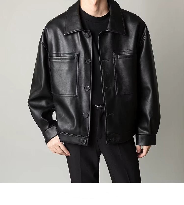 Autumn and Winter Korean Style Leisure Suit Short Motorcycle Leather Jacket