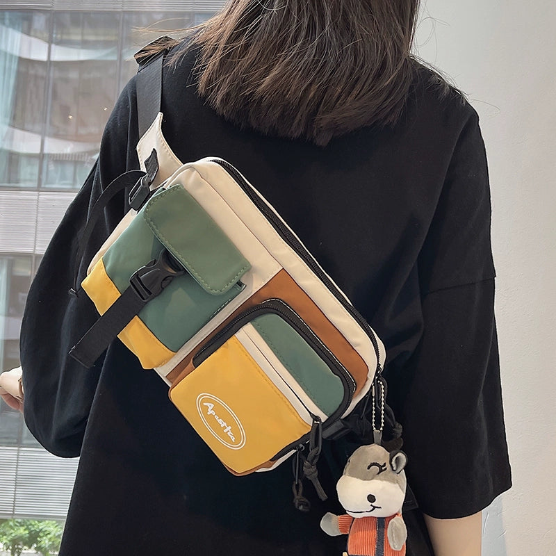 Women's Bag 2024 New Arrival Fashion Crossbody Bag Contrast Color Chest Bag Easiest for Match Ins Sports Waist Bag Men's Casual Shoulder Bag