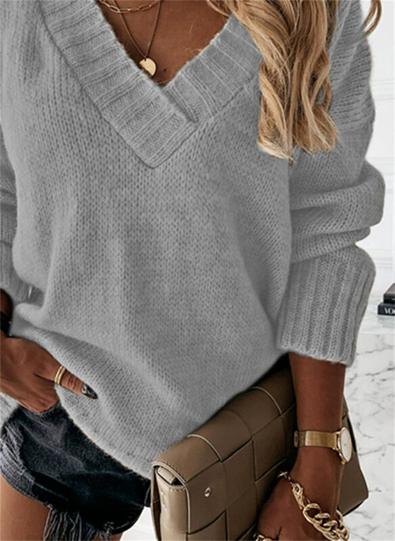 Winter Sweater V-neck Women Knit Tops