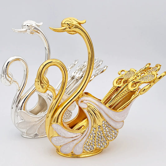 Swan Metal Coffee Spoon Combination Suit Decoration Tableware