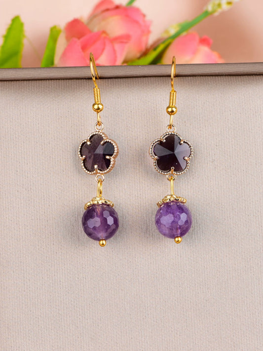 Fashion Amethyst Women Retro Style for Cheongsam Earrings