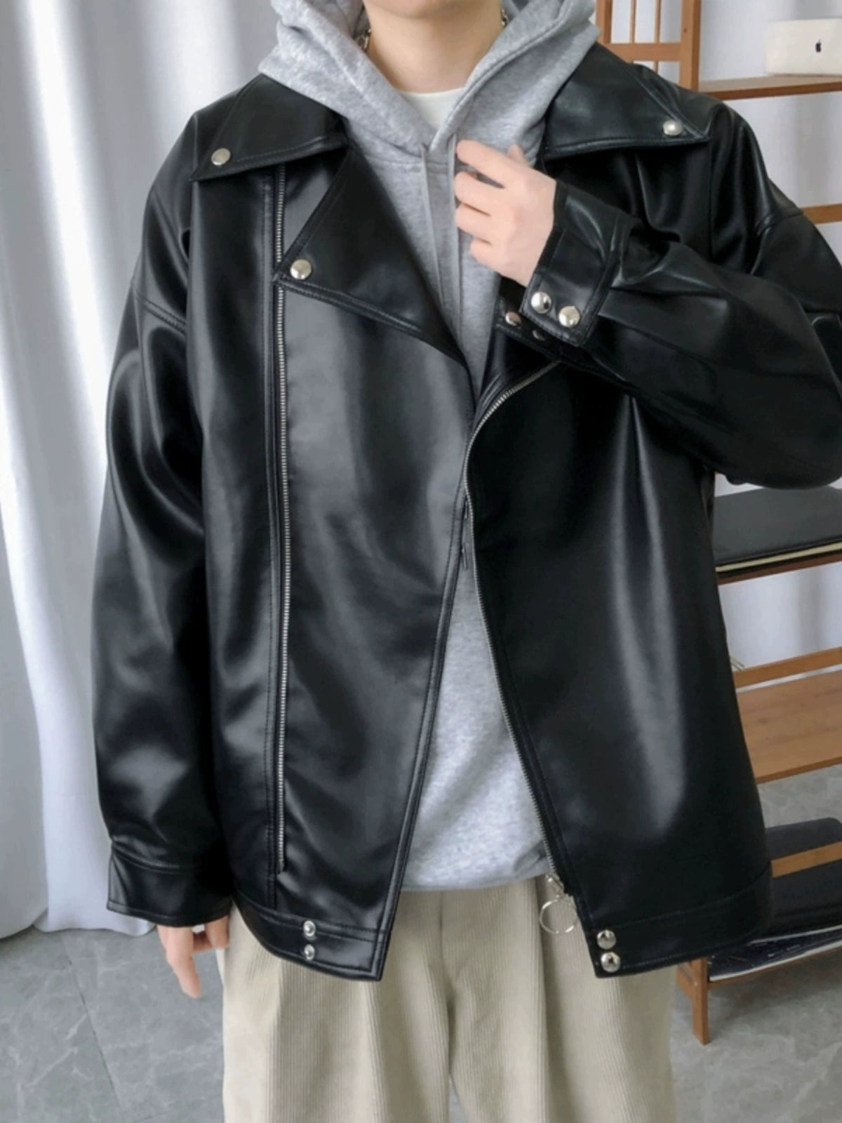 Jacket Handsome Pilot Loose Fashion Brand Lapel Leather Coat