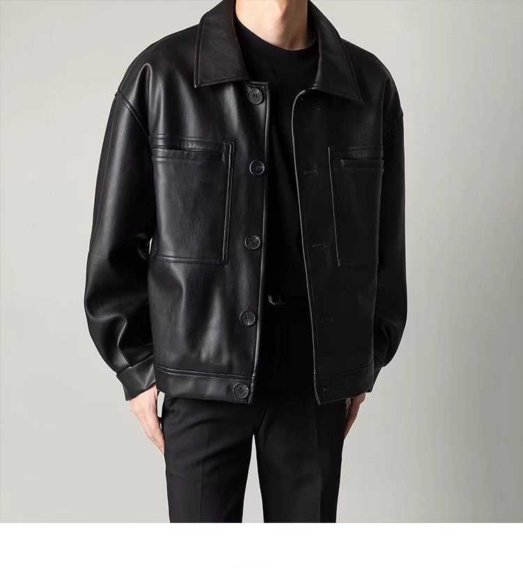 Autumn and Winter Korean Style Leisure Suit Short Motorcycle Leather Jacket