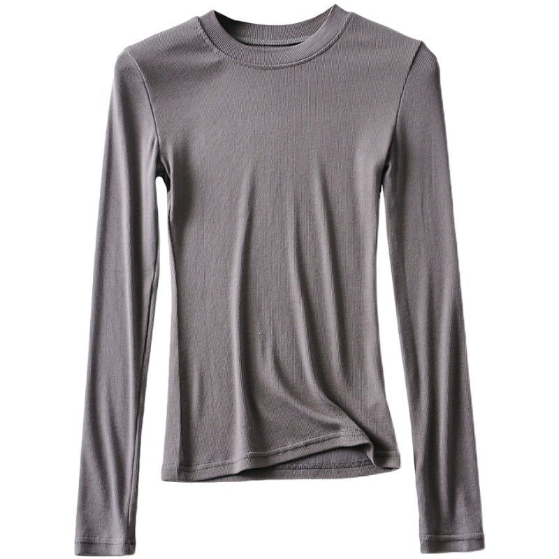 Long Sleeve Slim-Fit T-shirt with Round Neck