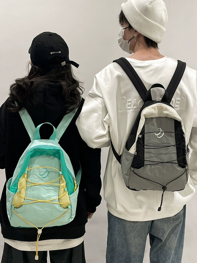 Classic Colorblocking Backpack Women's Men's Stylish Waterproof Backpack Women's Outdoor Mini Hiking Backpack Sports Student Schoolbag