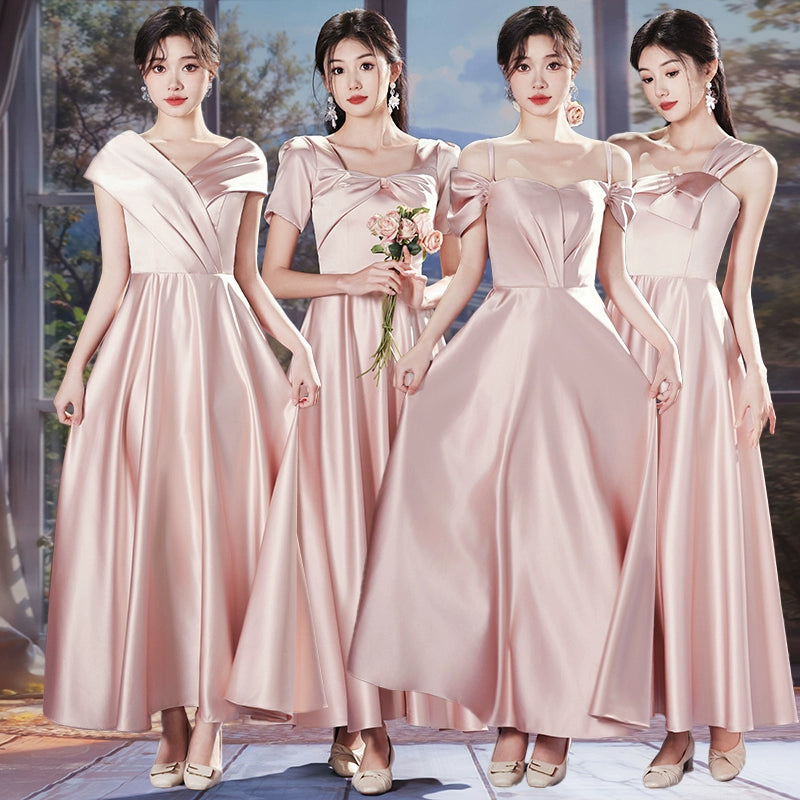 Sisters Group Summer Pink Niche Style Dress Satin