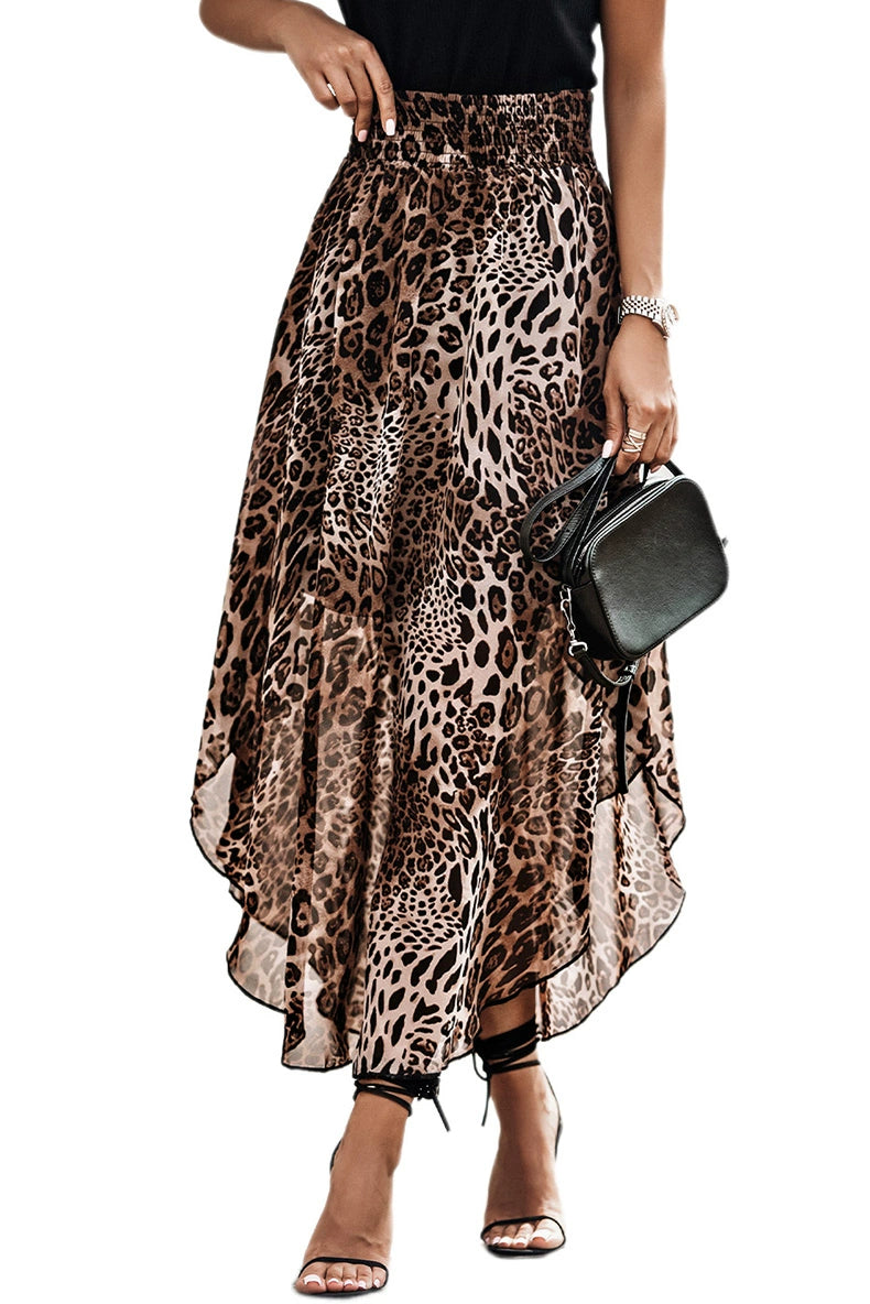 Leopard Print Print European and American Leisure High Waist Belly Contracting Skirt