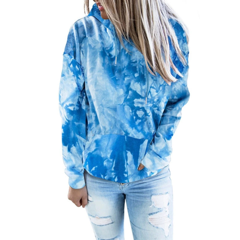 Autumn and Winter Tie Dyed Hoodie WOMEN'S Long Sleeve Large