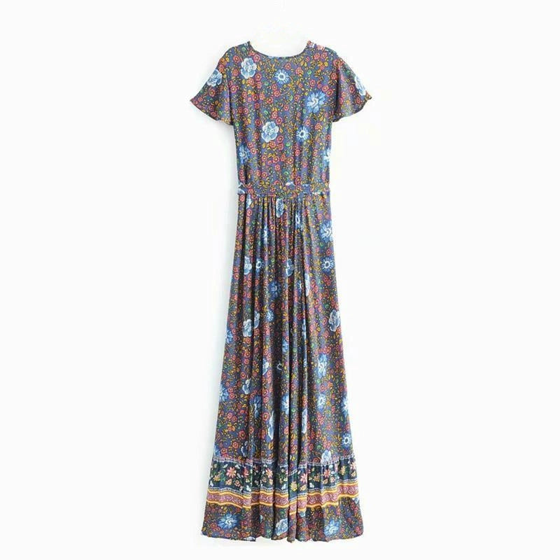 Wrap Maxi Dress Ladies Sexy V Neck Wrap Summer Boho Dresses