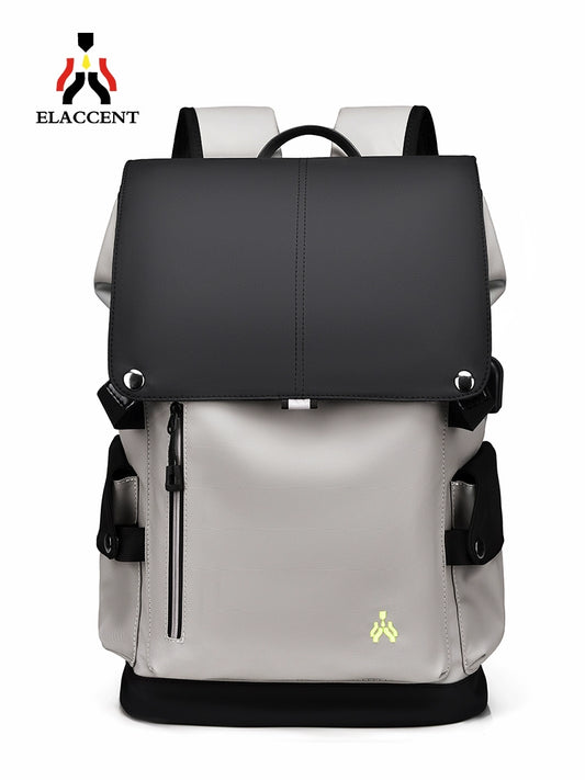 Backpack Men Contrast Color Backpack Men's Large Capacity Casual Computer Bag Men's Junior High School High School and College Student Travel Bag