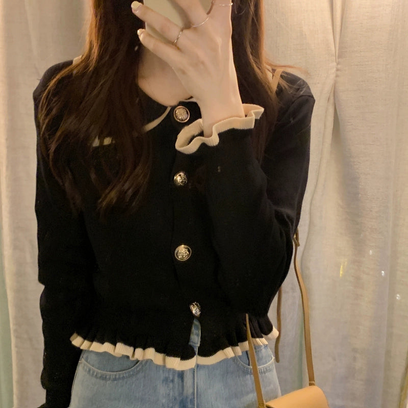 Lapel Inner Bottoming Shirt Short Long-Sleeve Sweater