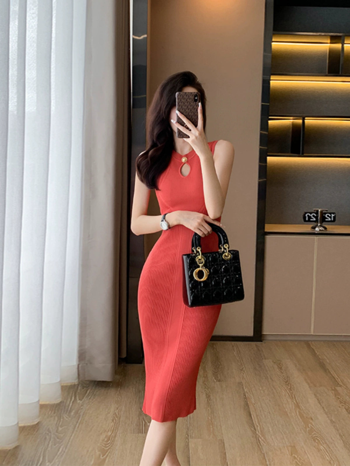 Classic Style round Neck Dress Silm Elegant Summer Wear