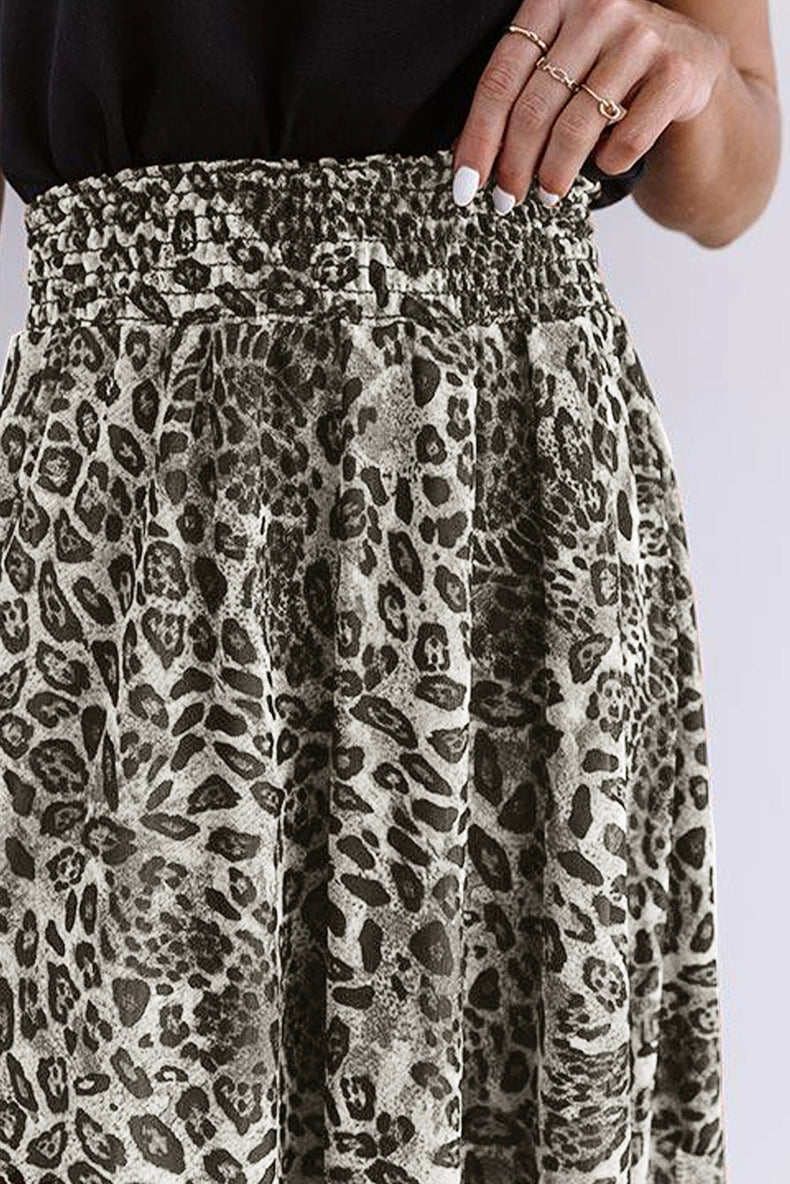 Leopard Print Print European and American Leisure High Waist Belly Contracting Skirt