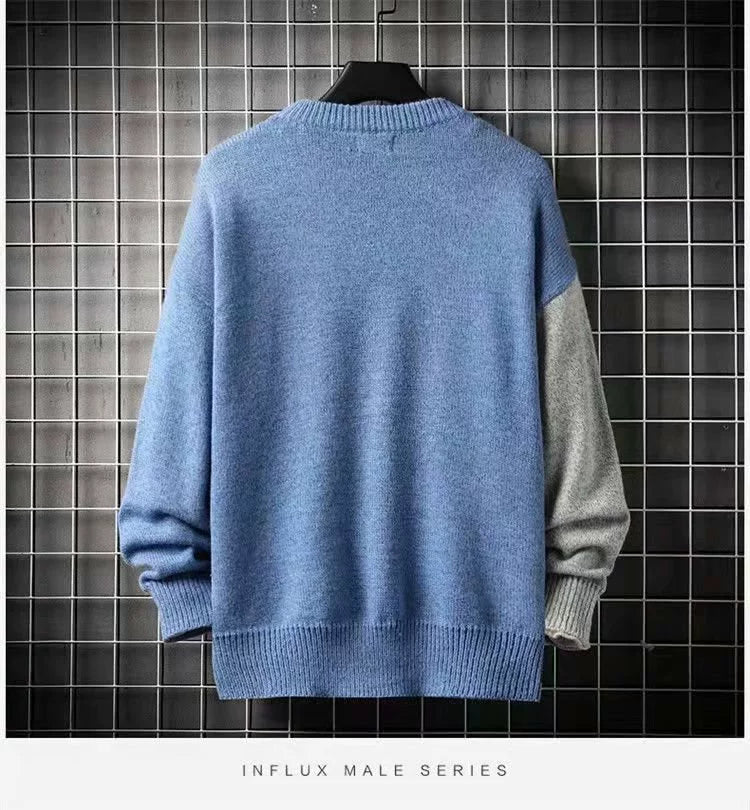 Autumn and Winter Sweater Men's Loose K-style Trendy All-Matching Warm Cotton Knitwear Teenagers Casual Long Sleeves Knitwear round Neck