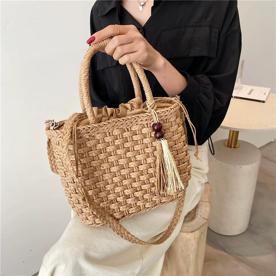 Bag Female K-style Seaside Vacation Tassel Straw Woven Bag