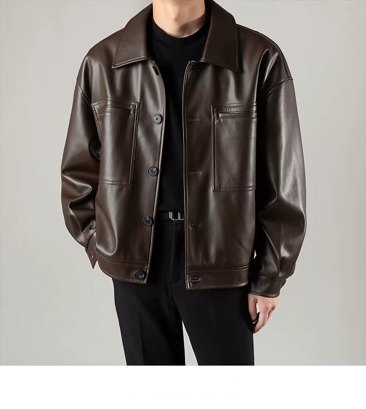 Autumn and Winter Korean Style Leisure Suit Short Motorcycle Leather Jacket