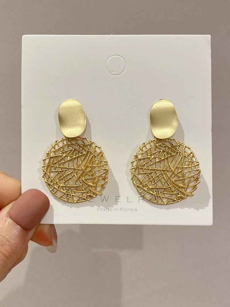 Metal Woven Mesh Dongdaemun Earrings Circle