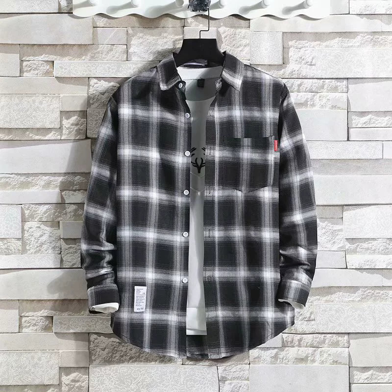 Plaid Trendy Casual Bottoming Shirt