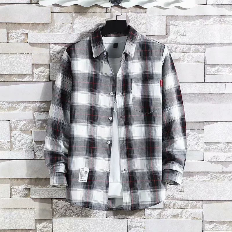 Plaid Trendy Casual Bottoming Shirt