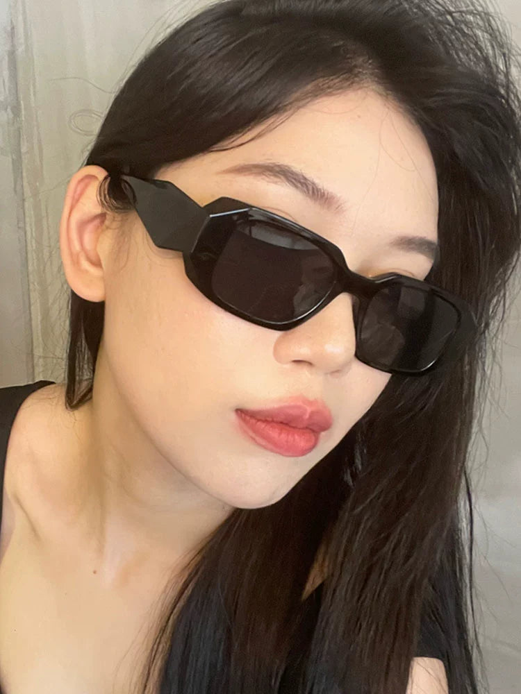 European and American Personalized Fashion Sunglasses Sun Protection Square Hip Hop Internet Celebrity Slim Looking Fancy Sunglasses Women Korean Style Retro Frame