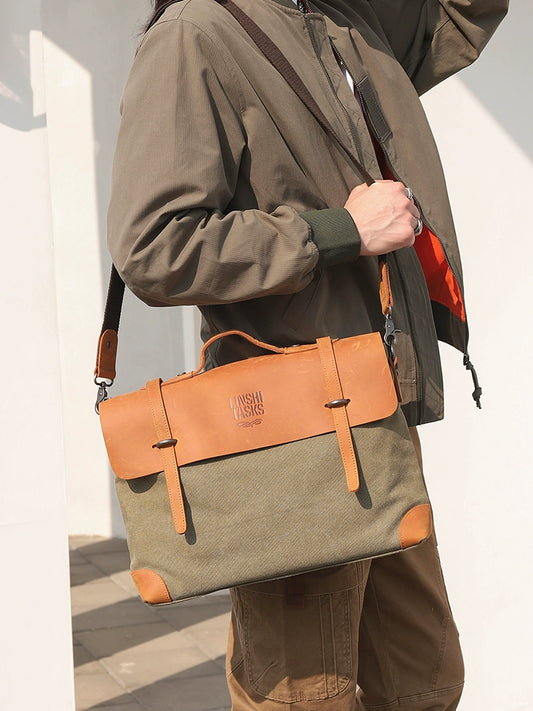 Retro 16-Inch Men Shoulder Canvas Message Bag