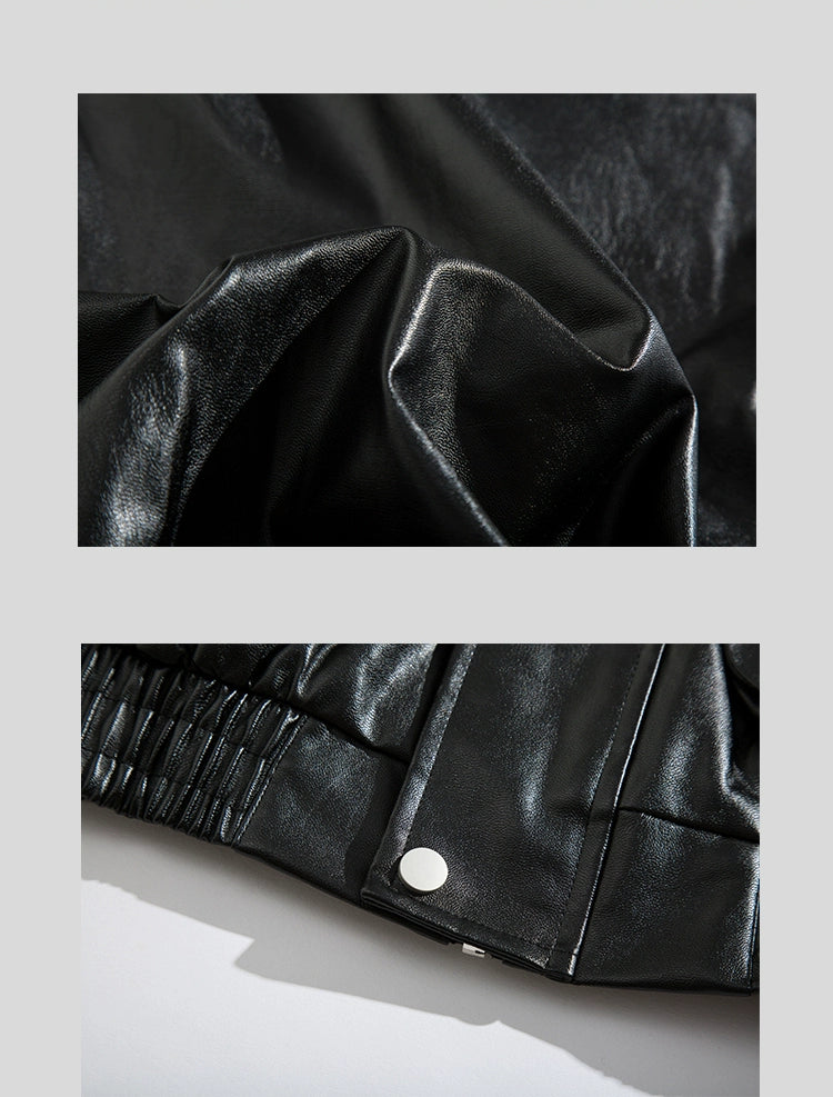 Casual Versatile Handsome Oversize Lapel Leather Jacket