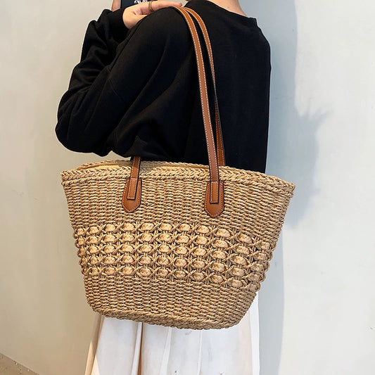 Women's Bag Niche Style Casual Vegetable Basket Shoulder Straw Bag