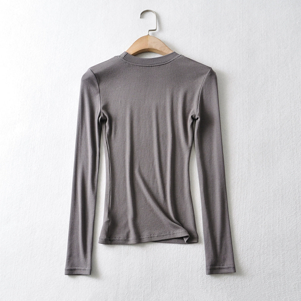 Long Sleeve Slim-Fit T-shirt with Round Neck