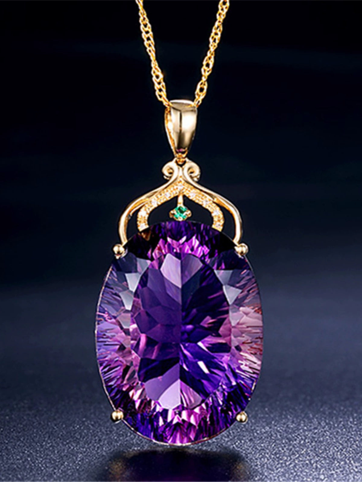 Korean Style 18K Gold Lvzuan Amethyst Cutting Female Pendant