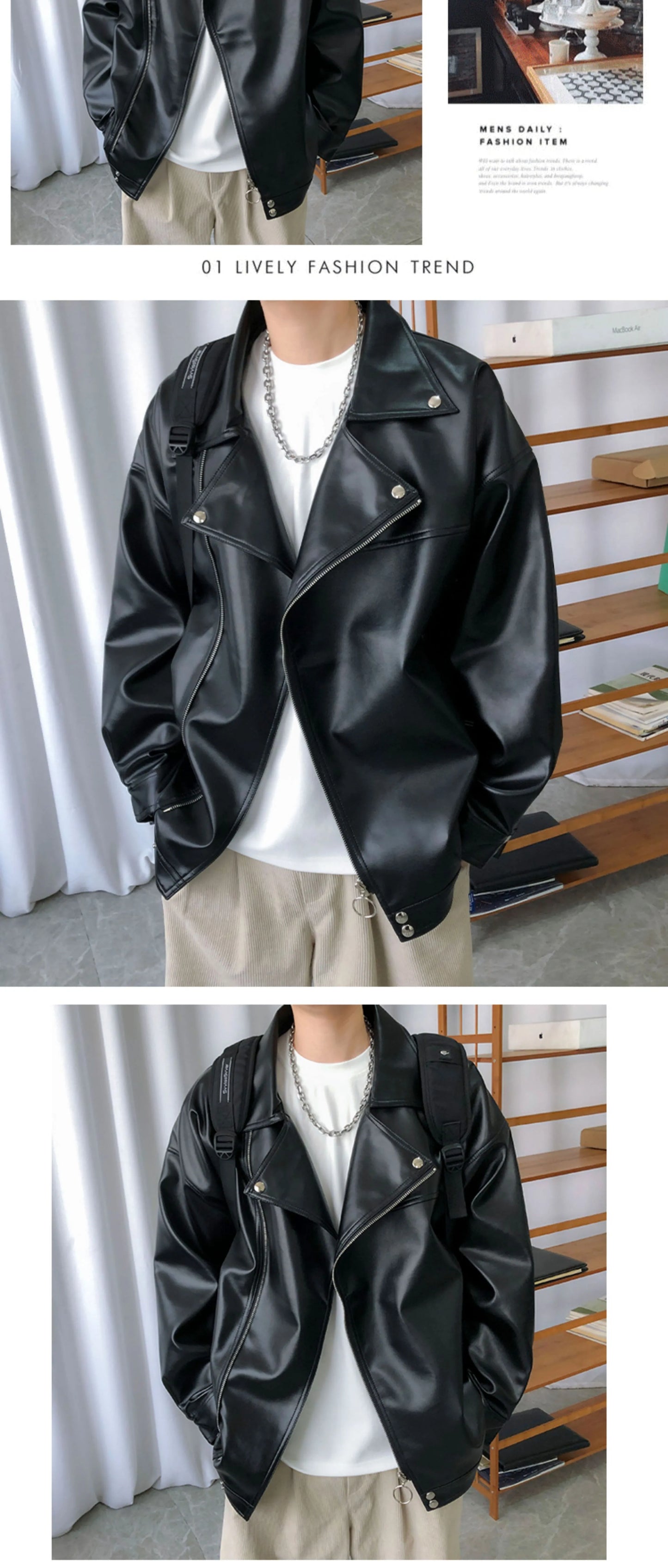 Jacket Handsome Pilot Loose Fashion Brand Lapel Leather Coat