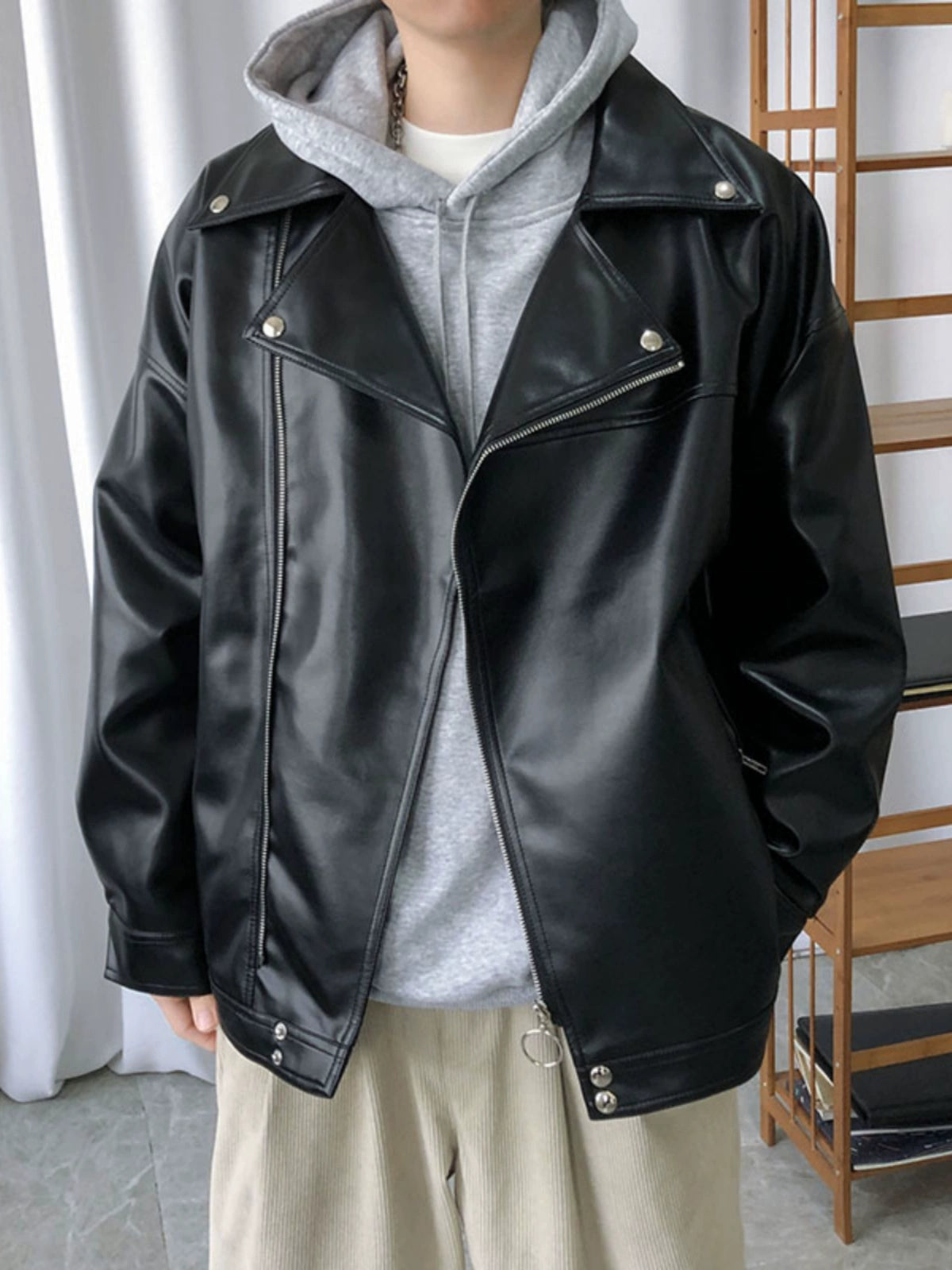 Jacket Handsome Pilot Loose Fashion Brand Lapel Leather Coat