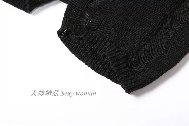 Knitted Slim Fitting Jumpsuit off-Shoulder Hollow-out Ripped Open Back Knitting Jumpsuit Women