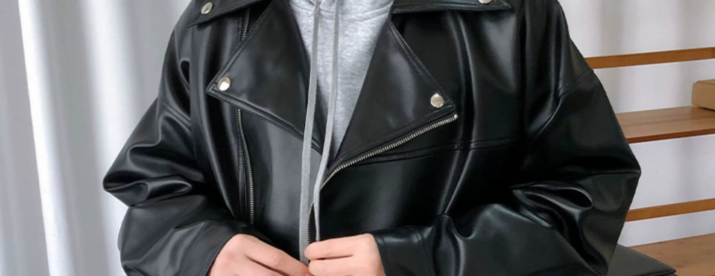 Jacket Handsome Pilot Loose Fashion Brand Lapel Leather Coat