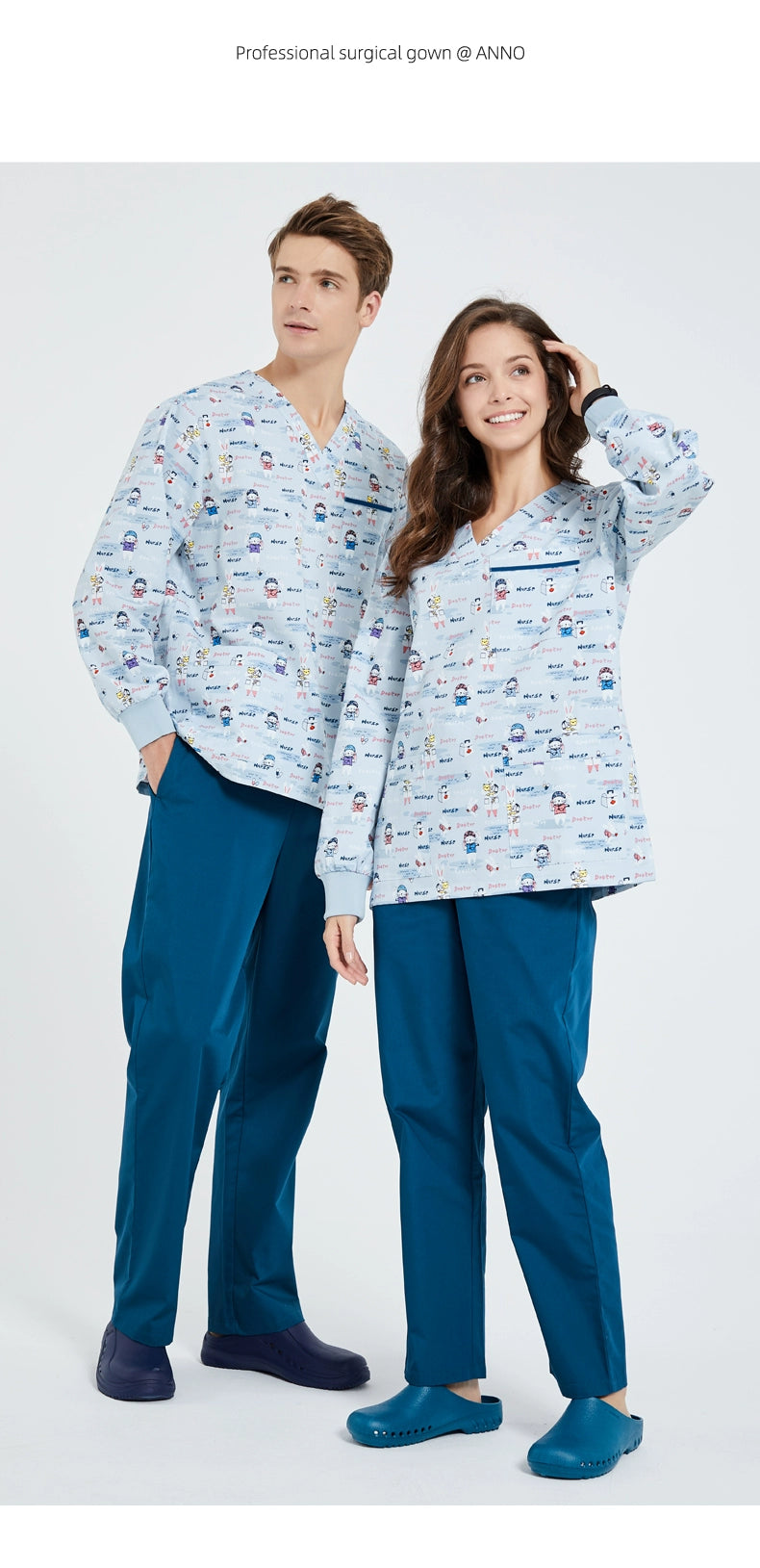 Annuo Printed Nurse Doctor's Pediatric Comfortable Work Clothes