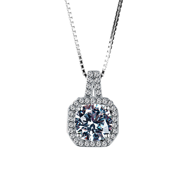 Genuine Necklace Sterling Silver Women's Pendant Super Flash Diamond