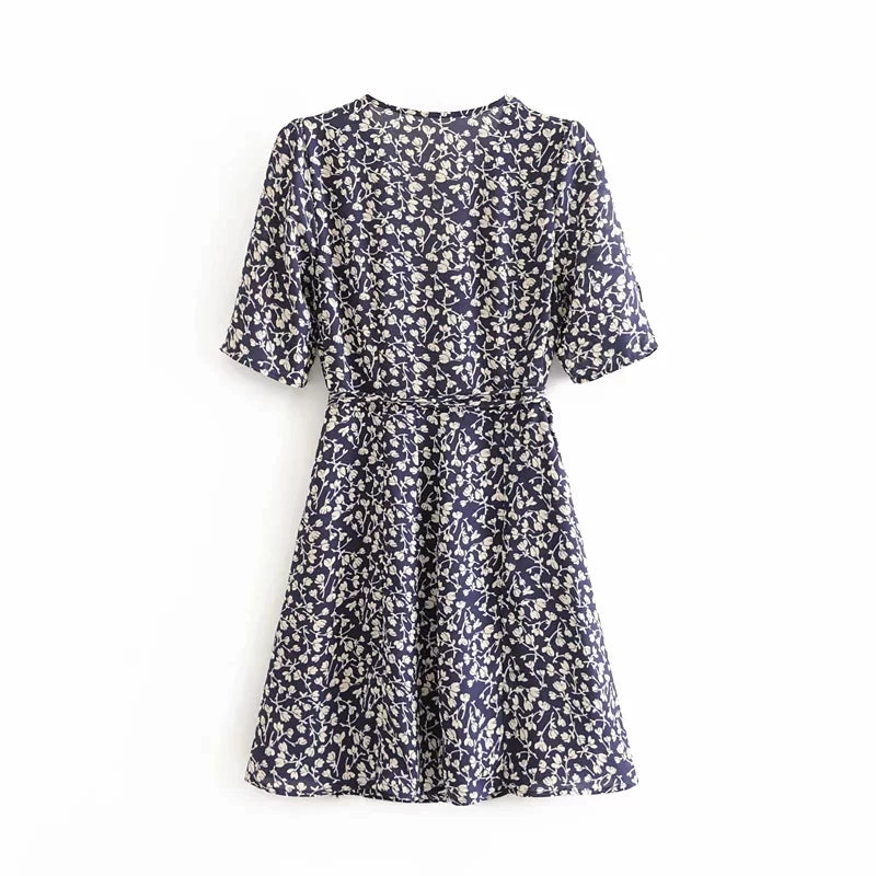 Wrap Niche One-Piece Floral Short Sleeve Dress