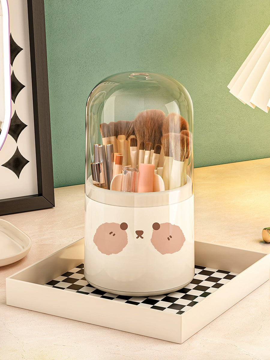 Cosmetic Storage Box Dustproof Rotate Grid Lipstick Eye Shadow Cosmetic Storage Tube Brush Dressing Table Storage Rack