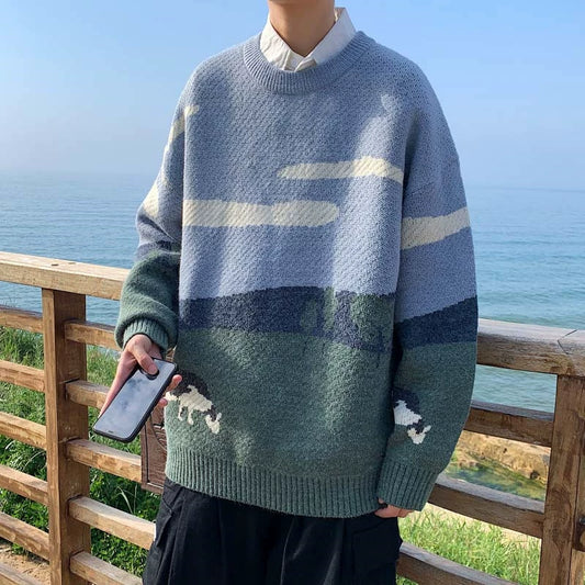 INS Hong Kong Style Printing Stylish All-Match Casual Sweater