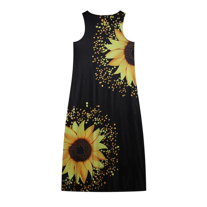 Leaf Rose Sunflower Loose Dress Vest