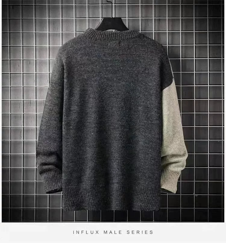 Autumn and Winter Sweater Men's Loose K-style Trendy All-Matching Warm Cotton Knitwear Teenagers Casual Long Sleeves Knitwear round Neck