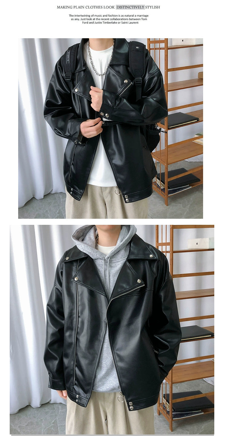 Jacket Handsome Pilot Loose Fashion Brand Lapel Leather Coat