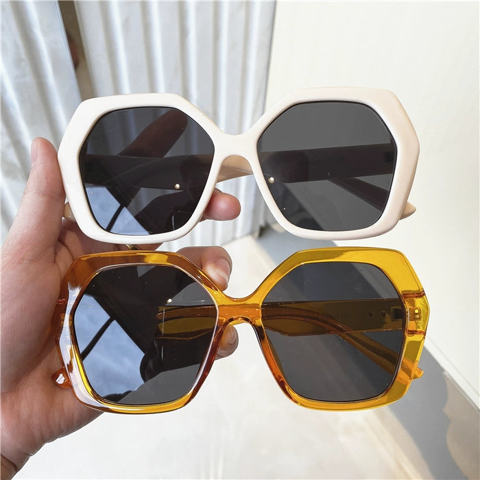 Fashion Style Super Cool Concave Shape Street Shot Sunglasses Stylish Big Rim round Face Face Small Jelly Color Fashionable Sun Glasses