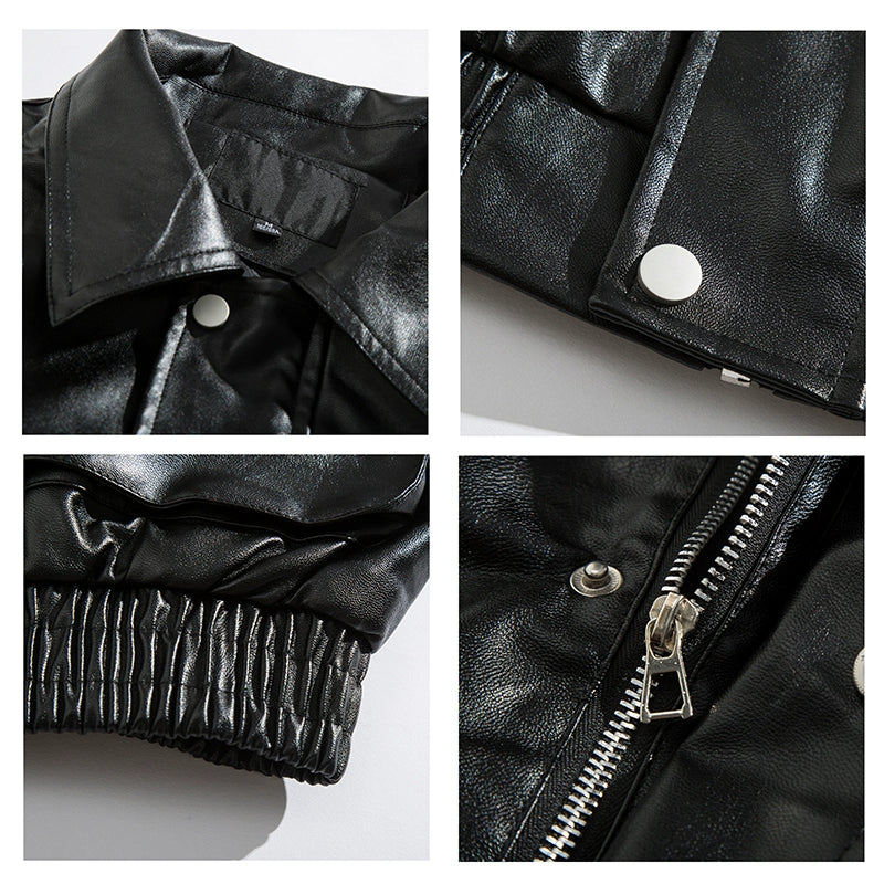 Casual Versatile Handsome Oversize Lapel Leather Jacket