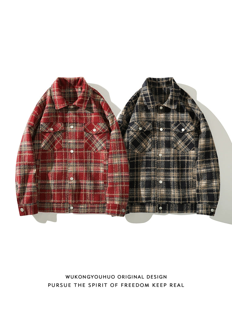 Wukong Is Available Plaid Lapel Autumn Loose Shirt