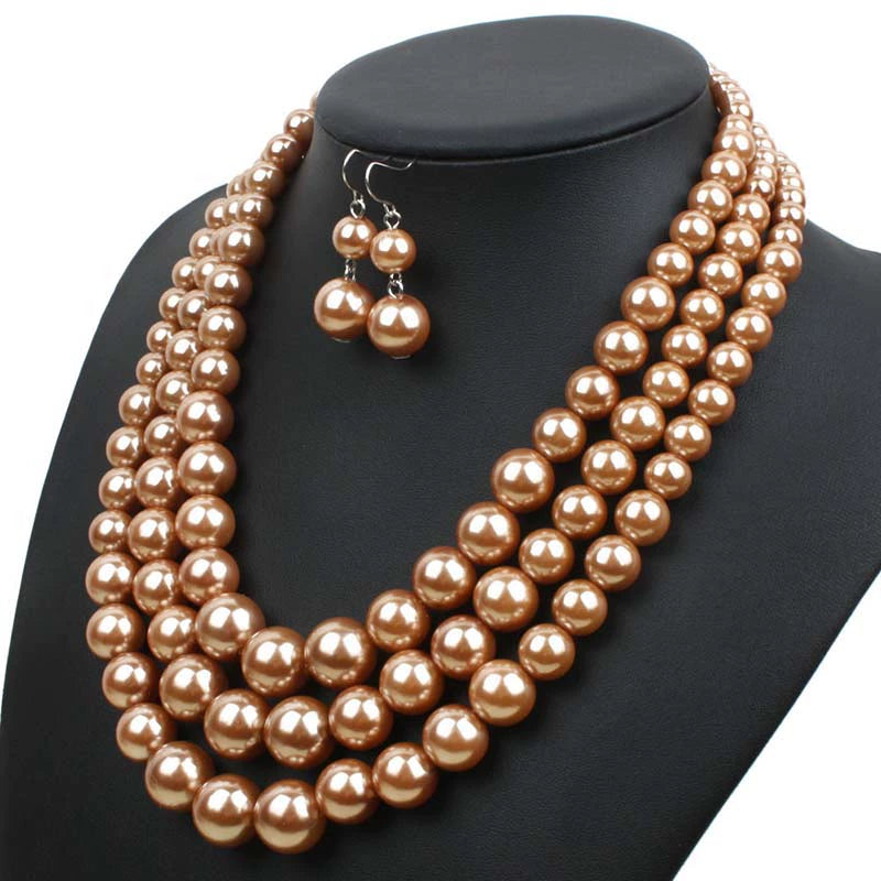 Trendy Earrings Women's Exaggerated Formal Dress Accessories Pearl Necklace