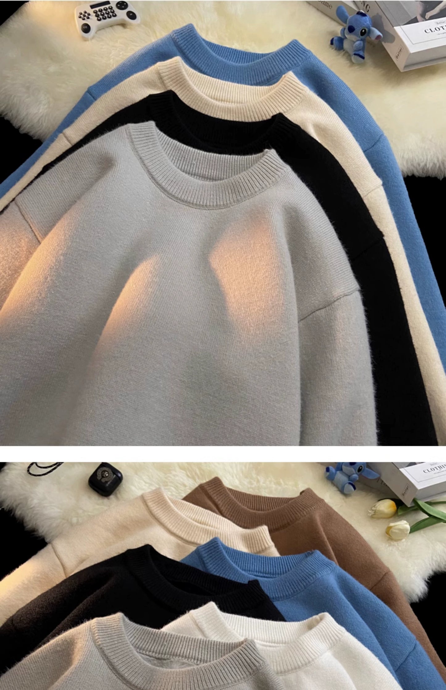 Round Neck Cashmere Casual Bottoming Plus Size Soft Glutinous Sweater