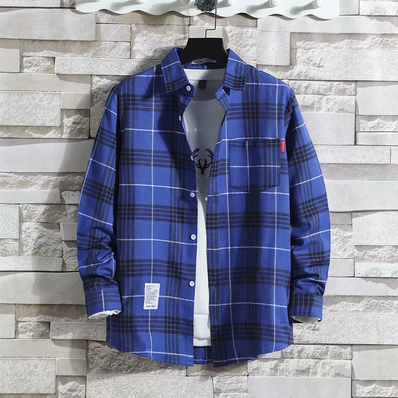 Plaid Trendy Casual Bottoming Shirt