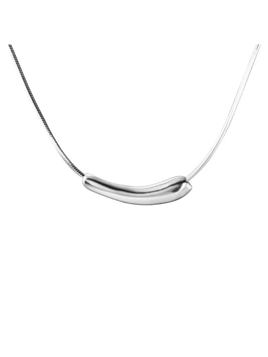 Niche Style Brand 925 Sterling Silver Eggplant Necklace Plain Silver Geometric Peas Stylish Minimalist Chic Cold Style